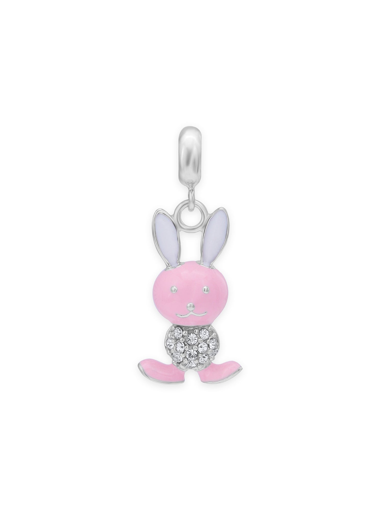 Detailed close up of SIJA 925 Silver Bunny Charm showing cute enamel bunny design and handcrafted silver finish