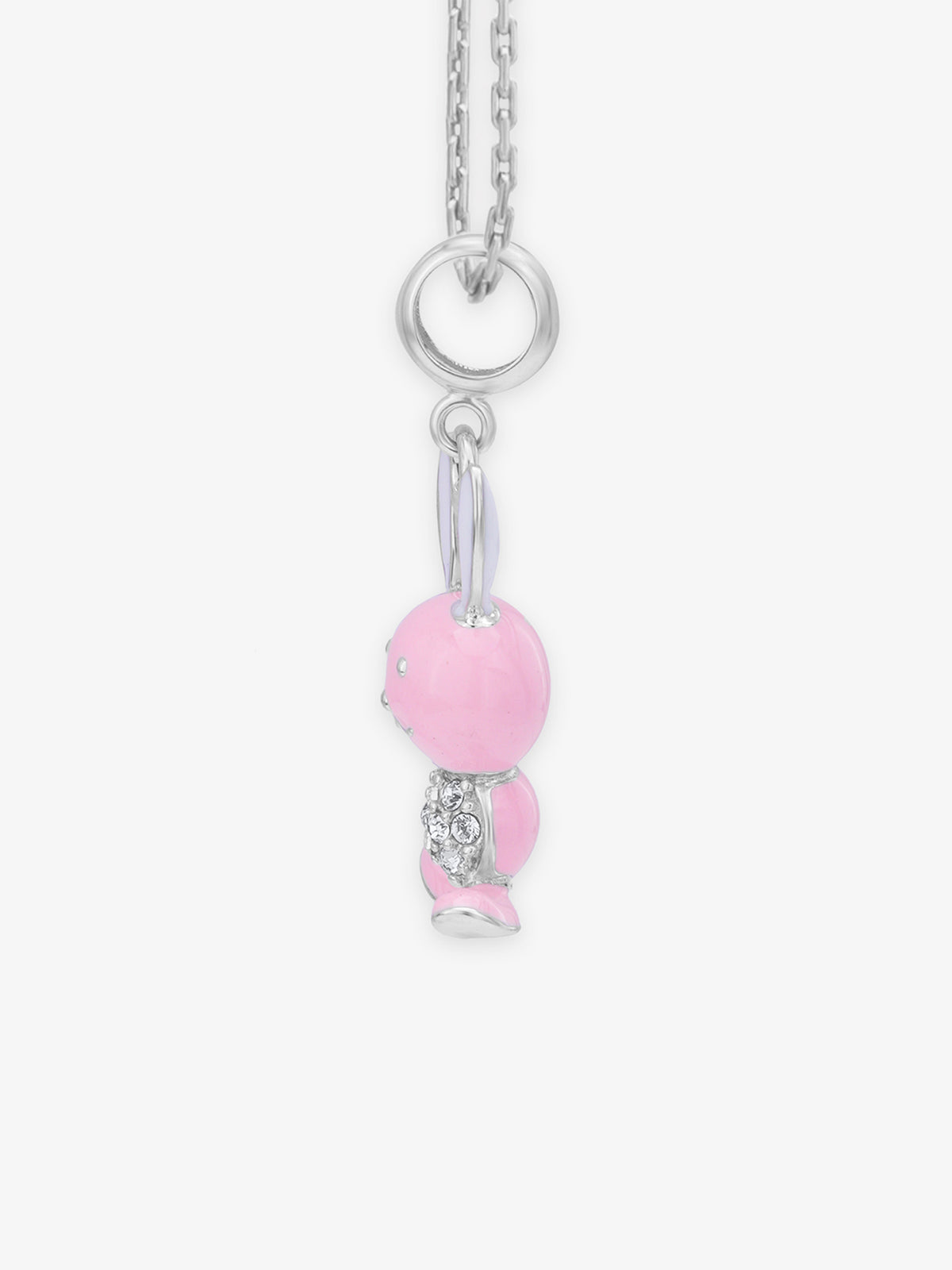 Side profile of SIJA 925 Silver Bunny Charm highlighting durable sterling silver craftsmanship and playful motif