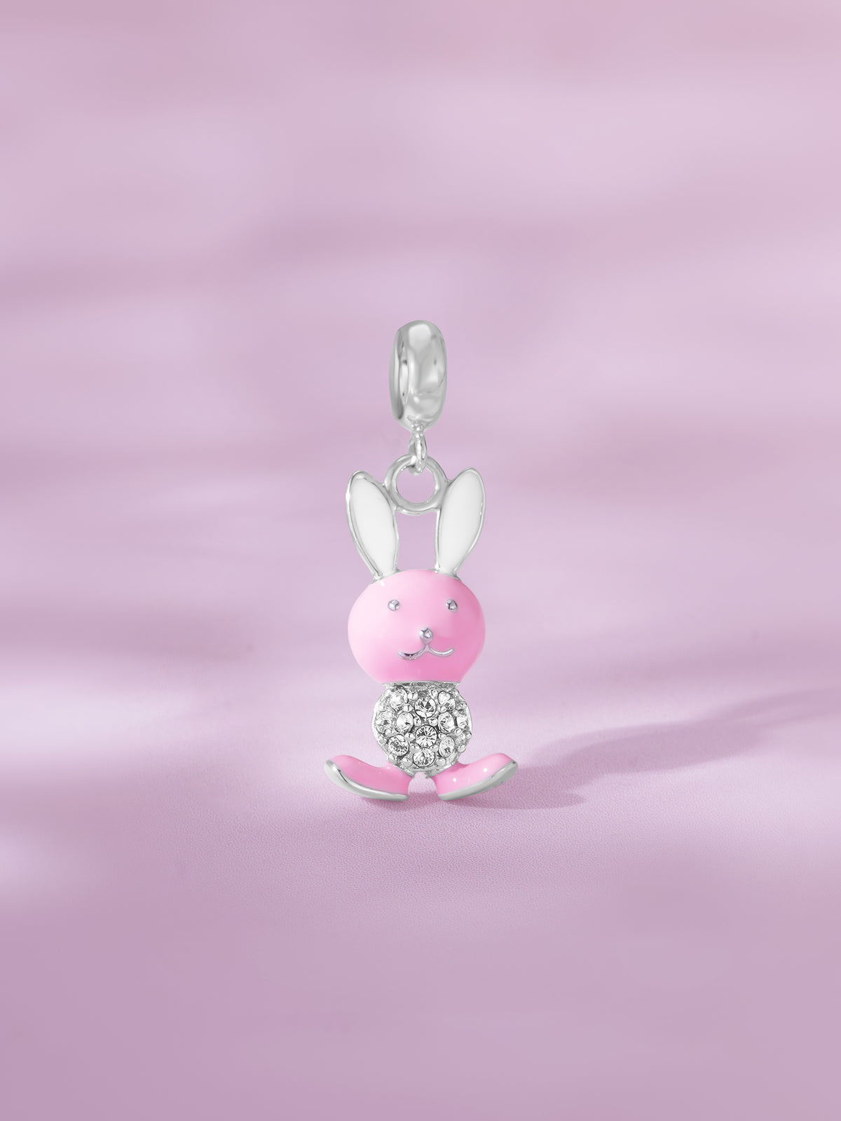 Detailed close up of SIJA 925 Silver Bunny Charm showing cute enamel bunny design and handcrafted silver finish