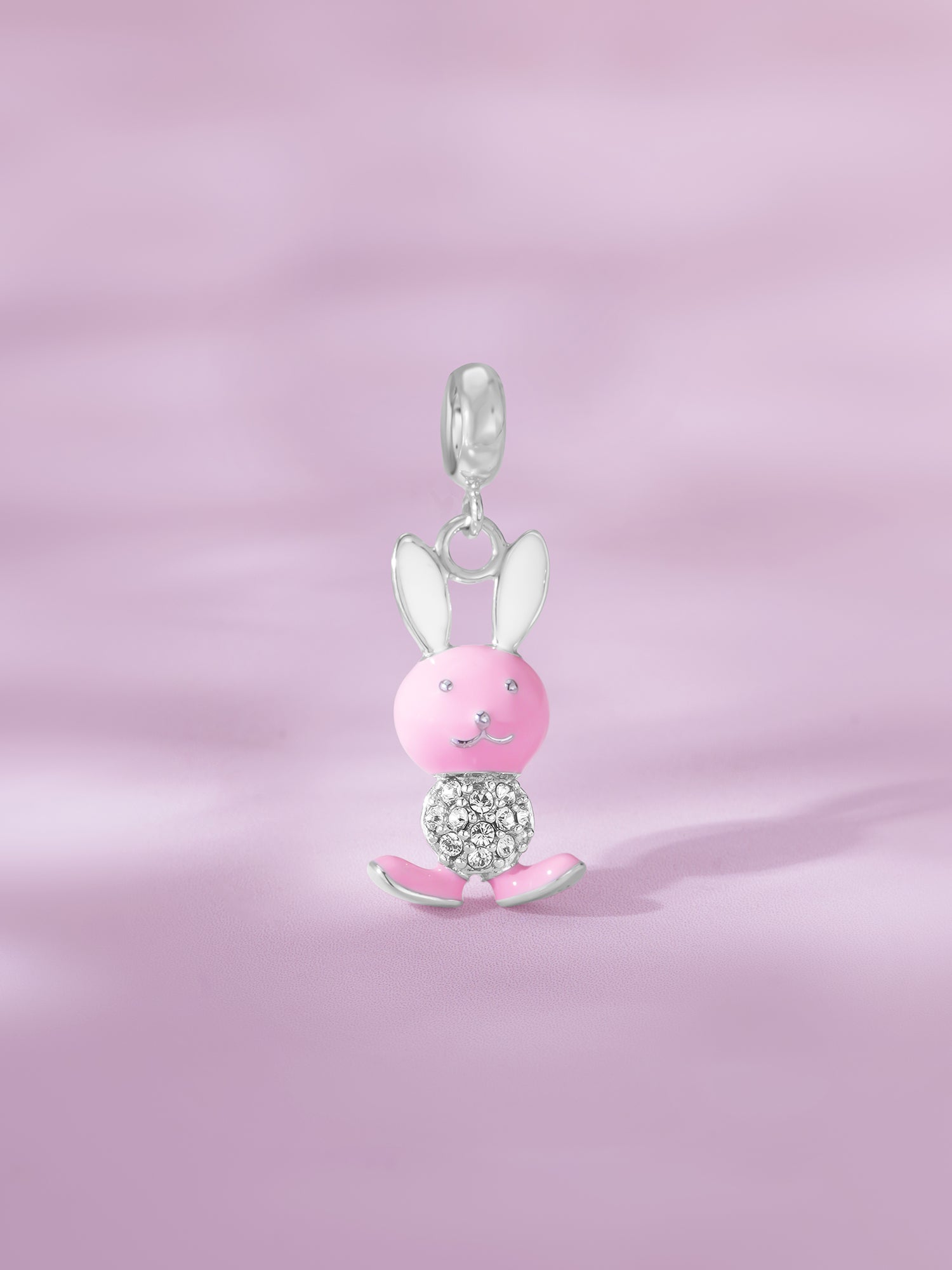 Detailed close up of SIJA 925 Silver Bunny Charm showing cute enamel bunny design and handcrafted silver finish