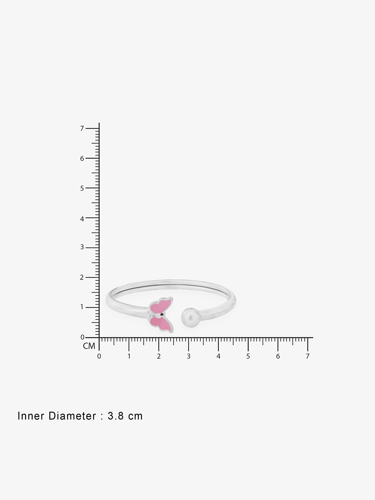 Reverse of SIJA Kids Bracelet with Butterfly Charm showing BIS 925 hallmark stamp certified sterling silver jewellery authenticity and quality assurance