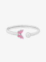 Close‑up of SIJA 925 Silver Kids Bracelet showing enamel butterfly charm detailing handcrafted sterling silver jewellery fun accessory for children