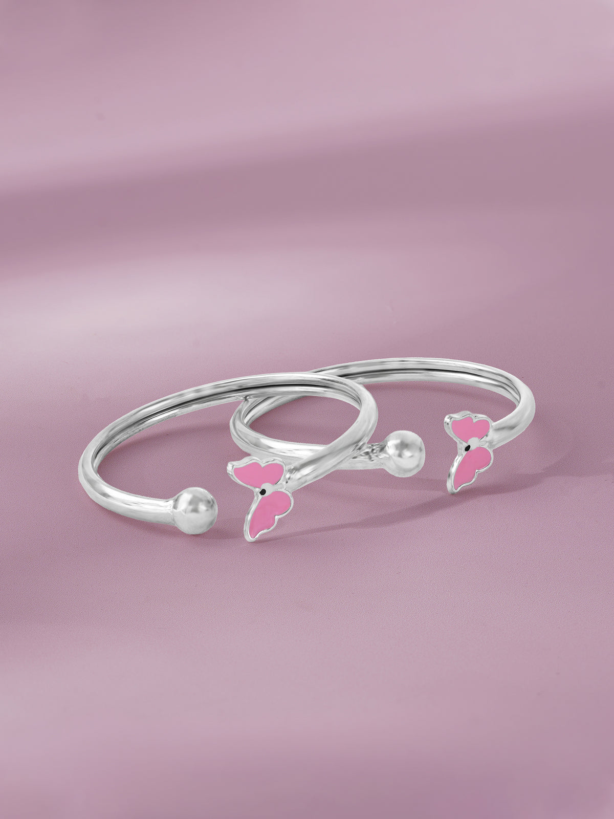 Close‑up of SIJA 925 Silver Kids Bracelet showing enamel butterfly charm detailing handcrafted sterling silver jewellery fun accessory for children