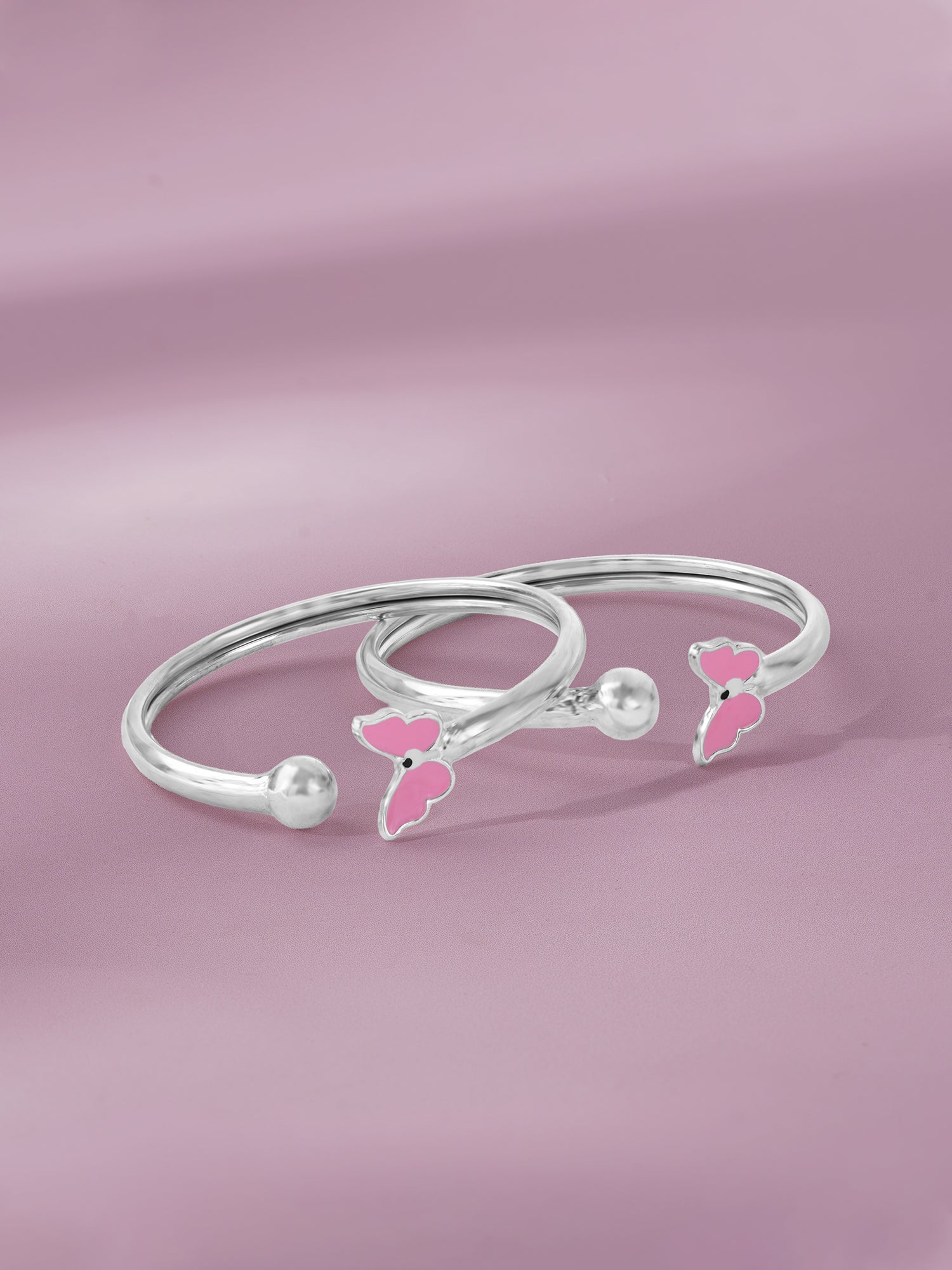 Close‑up of SIJA 925 Silver Kids Bracelet showing enamel butterfly charm detailing handcrafted sterling silver jewellery fun accessory for children