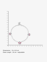 Reverse view of SIJA 925 Silver Pink Butterfly Parade Anklet BIS 925 hallmark certified sterling silver jewellery