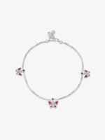 SIJA 925 Silver Pink Butterfly Parade Anklet sterling silver jewellery elegant hero shot