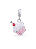 Hero shot SIJA 925 silver jewellery pink cup cake charm BIS hallmarked playful accessory perfect for birthdays festive wear and gifting