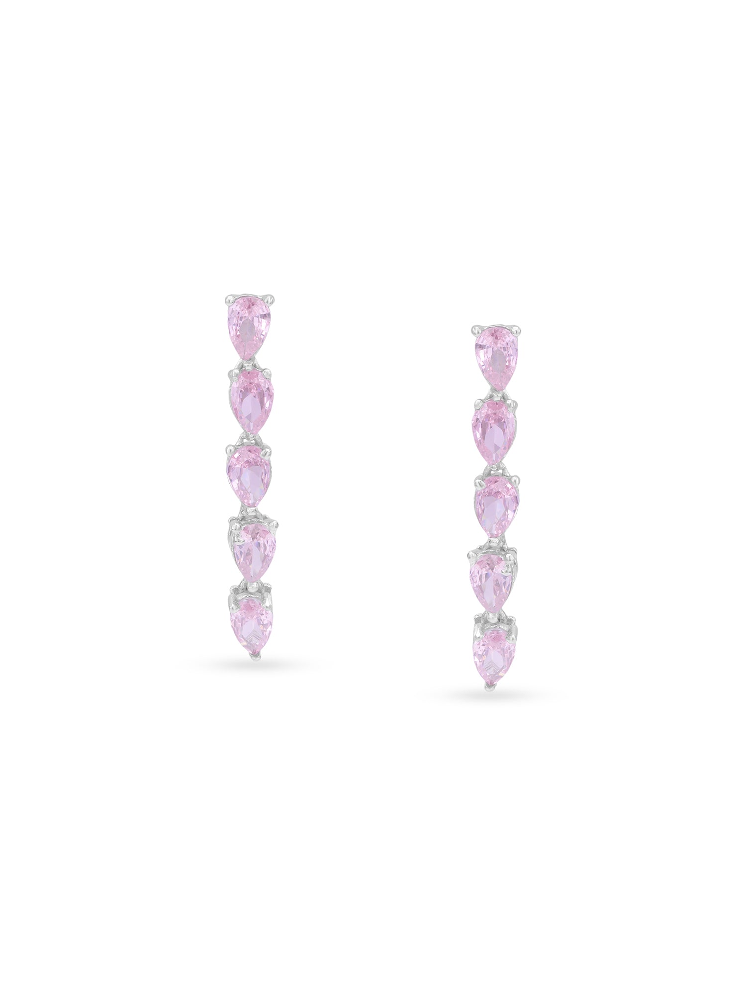  Pink Drop Crown Earrings showing sparkling pink stone crown design