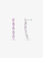 SIJA 925 Silver Pink Drop Crown Earrings highlighting crown shaped silver setting and pink drop stone