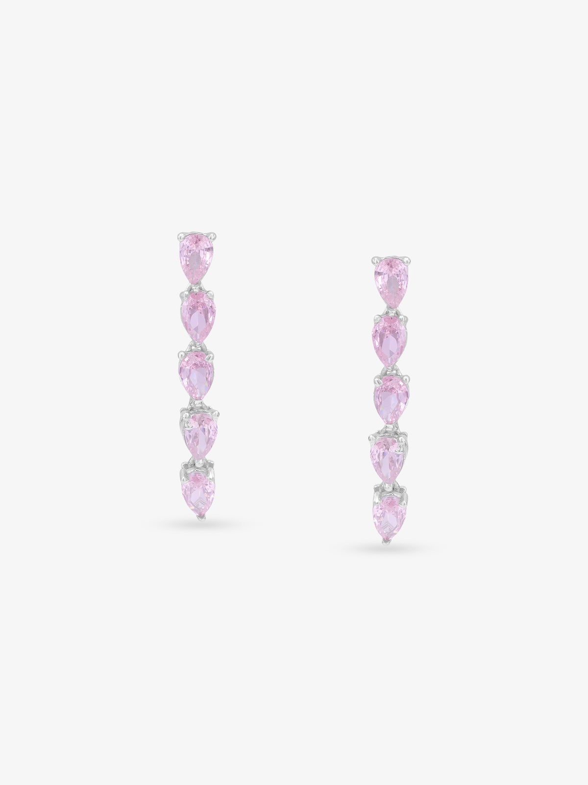 SIJA 925 Silver Pink Drop Crown Earrings elegant sterling silver jewellery front view
