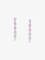SIJA 925 Silver Pink Drop Crown Earrings elegant sterling silver jewellery front view