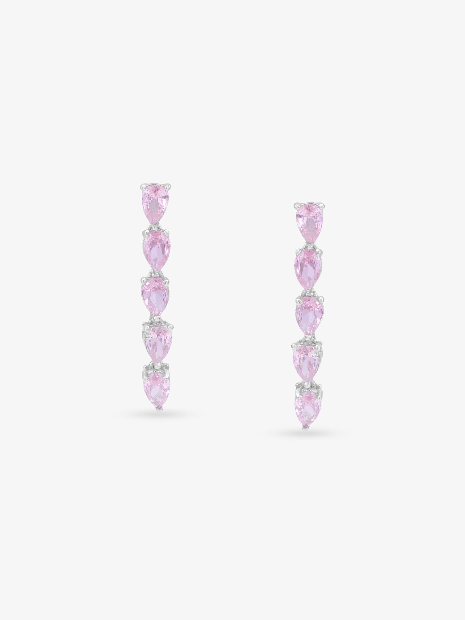 SIJA 925 Silver Pink Drop Crown Earrings elegant sterling silver jewellery front view