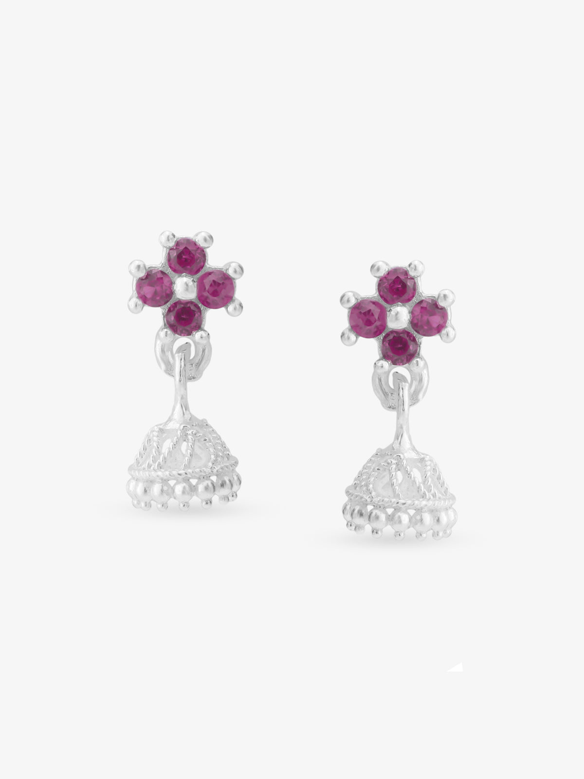 SIJA 925 Silver Floral Jhumka elegant sterling silver womens jewellery accessory front view