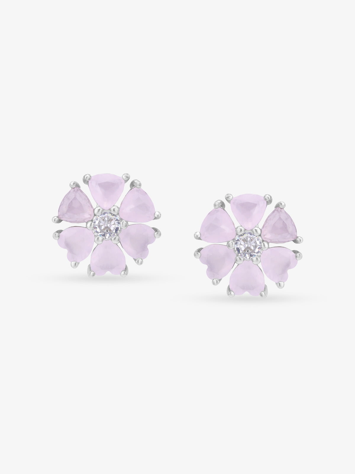 SIJA 925 Silver Half Heart Bloom Stud elegant sterling silver womens jewellery accessory front view
