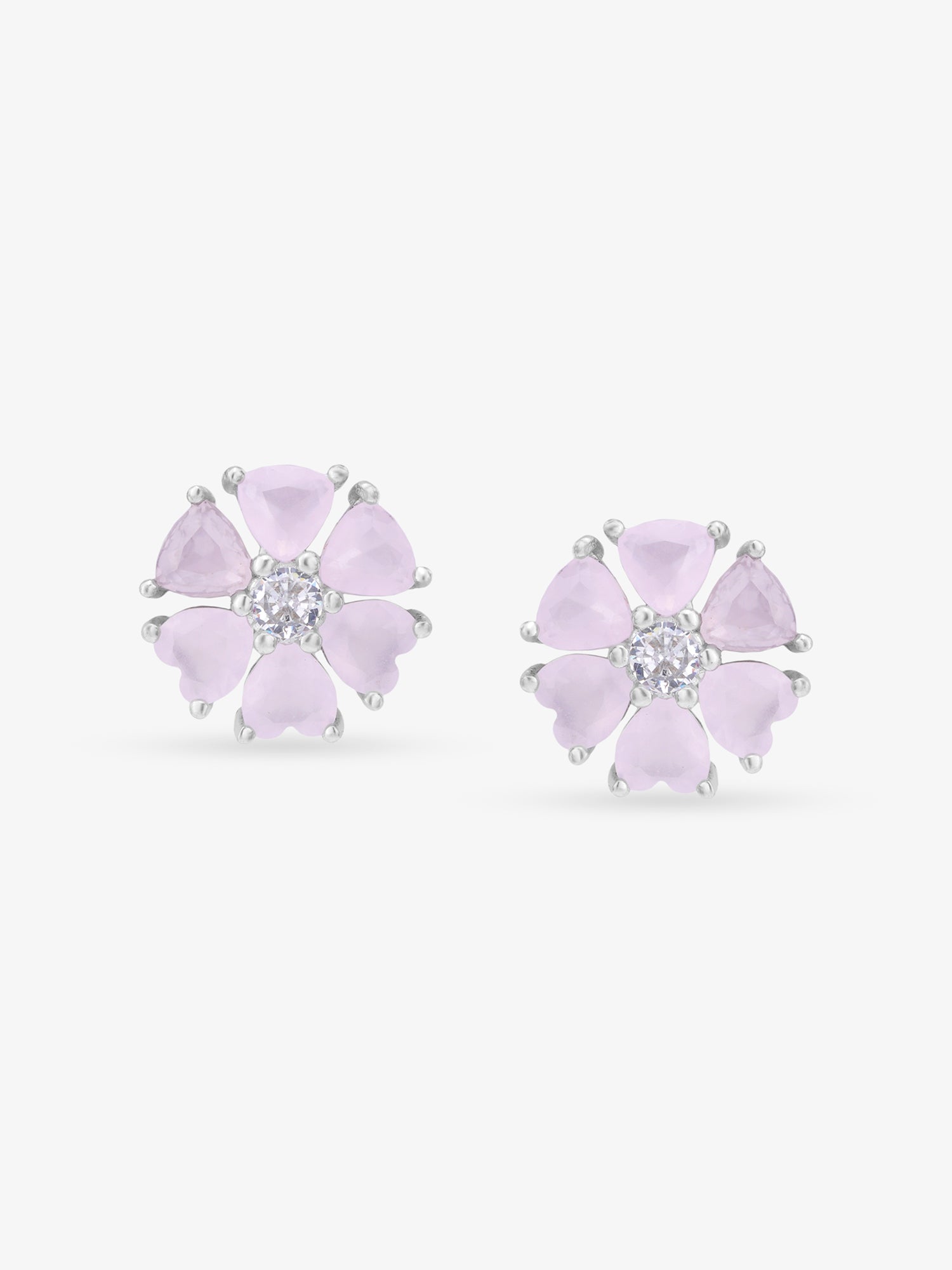 SIJA 925 Silver Half Heart Bloom Stud elegant sterling silver womens jewellery accessory front view
