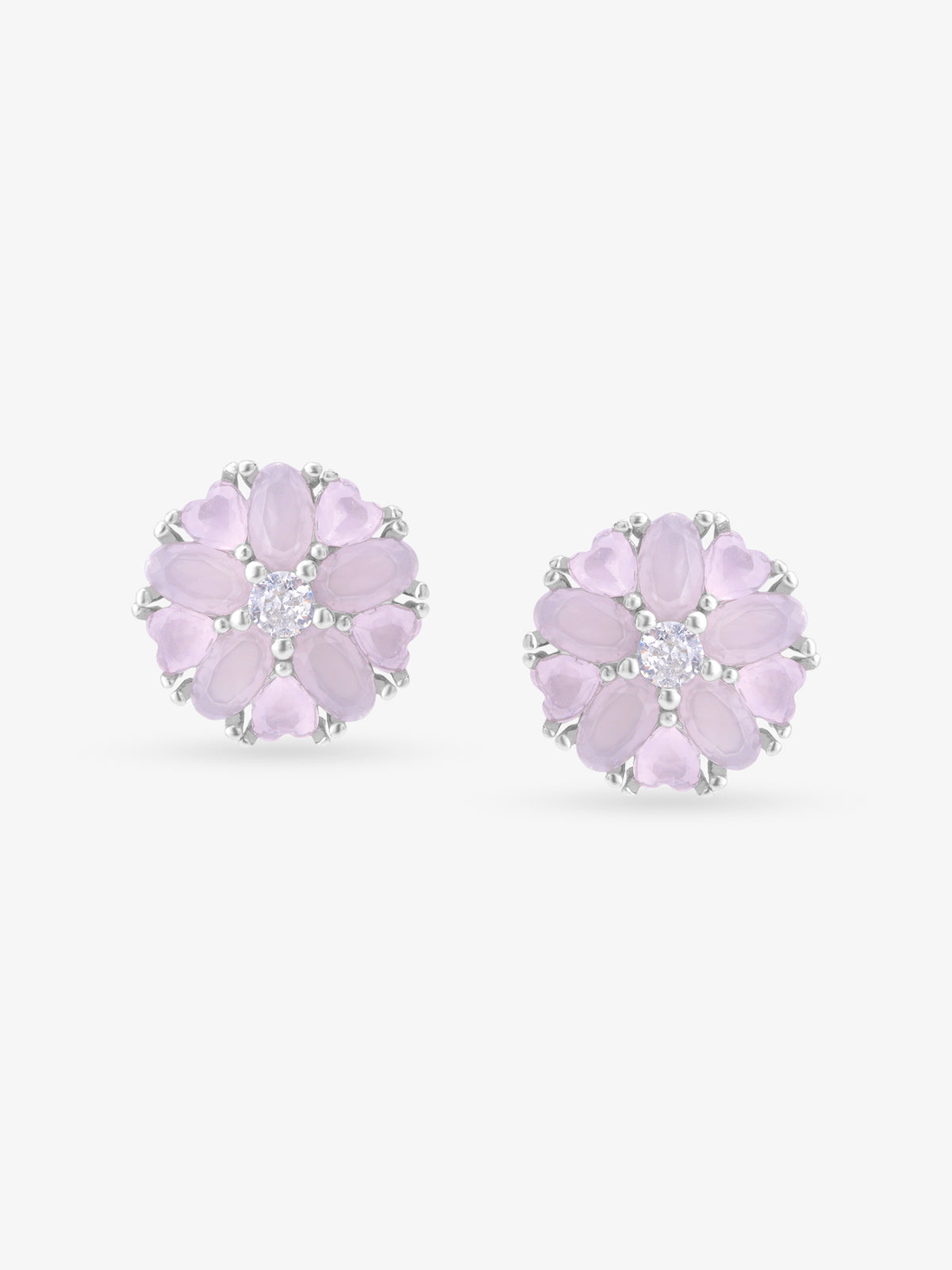 SIJA 925 Silver Pink Heart Blossom Stud elegant sterling silver womens jewellery accessory front view