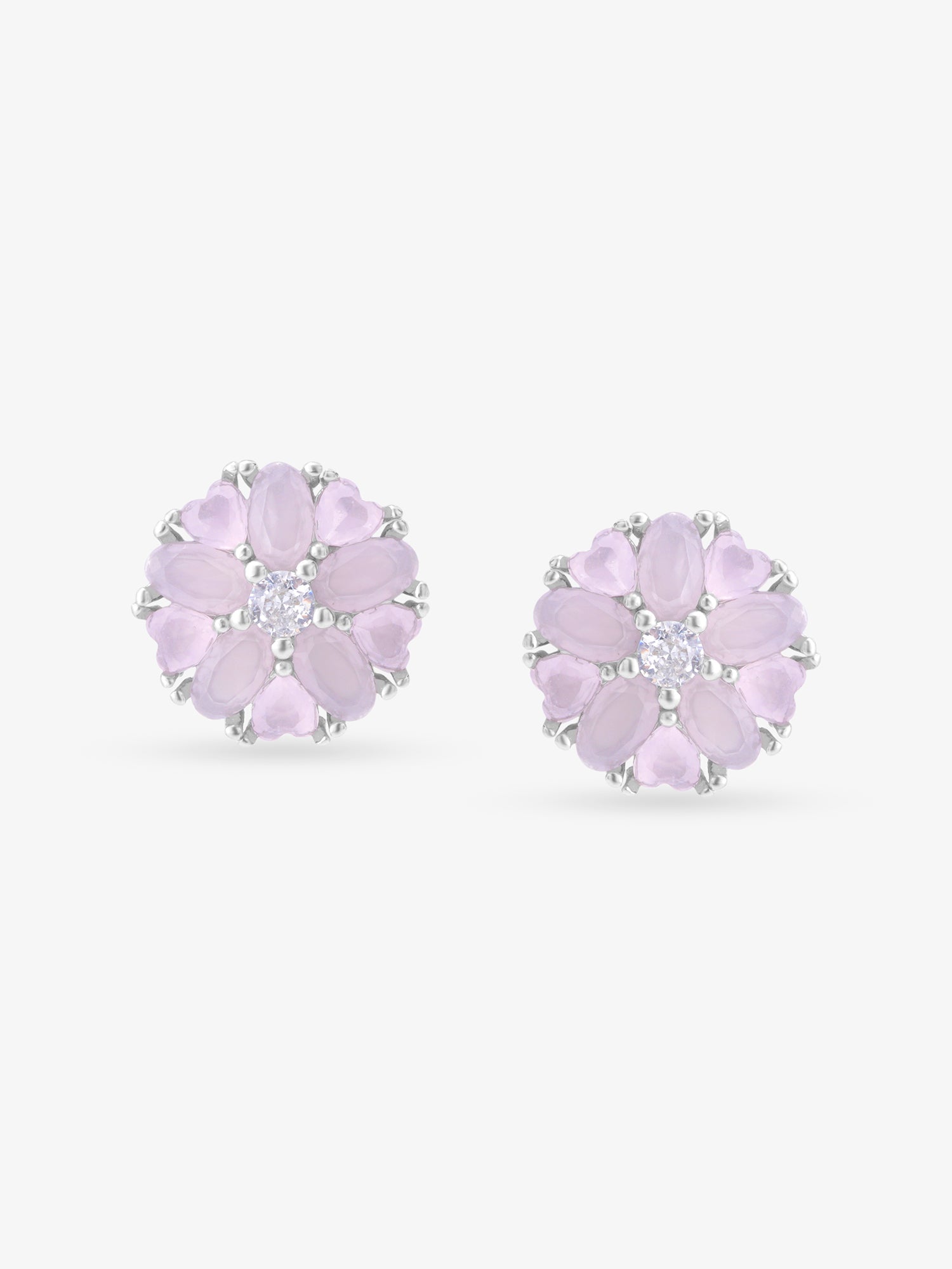 SIJA 925 Silver Pink Heart Blossom Stud elegant sterling silver womens jewellery accessory front view