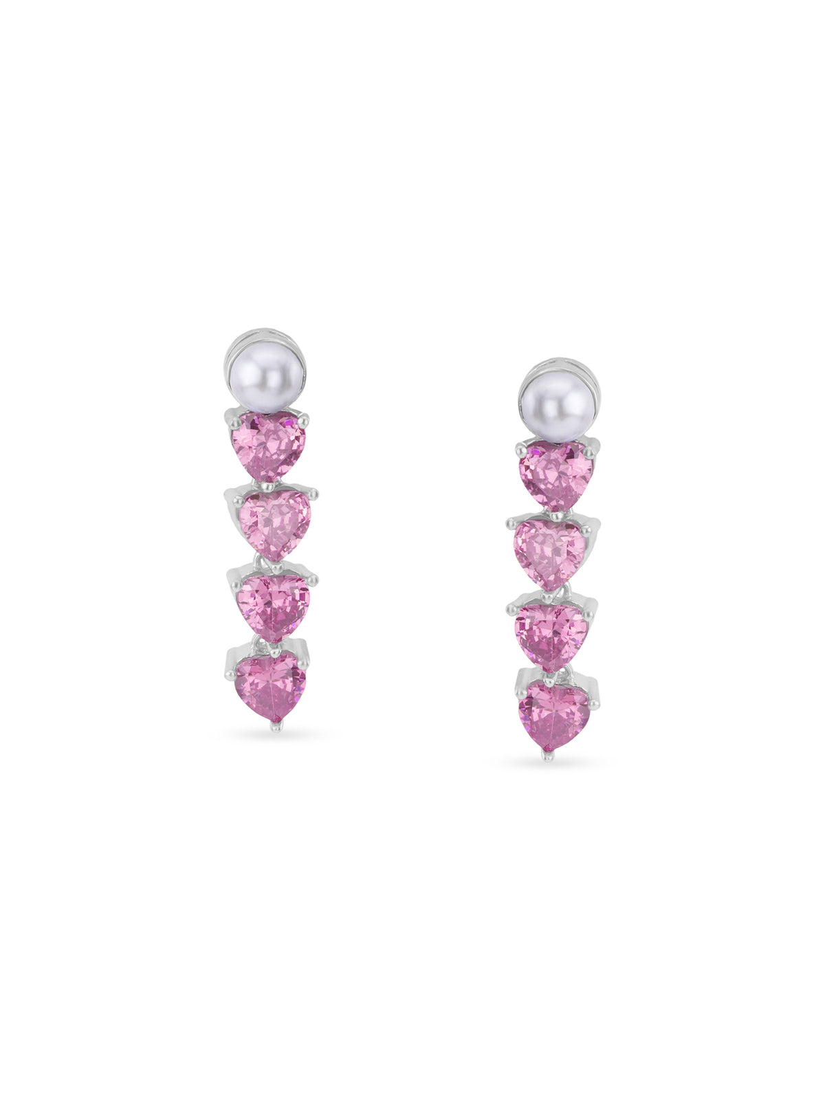 Detailed close up of SIJA 925 Silver Heart Stone Drop Earrings showing sparkling heart shaped stone and handcrafted silver finish