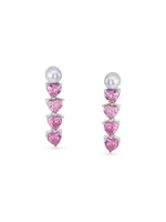 Detailed close up of SIJA 925 Silver Heart Stone Drop Earrings showing sparkling heart shaped stone and handcrafted silver finish