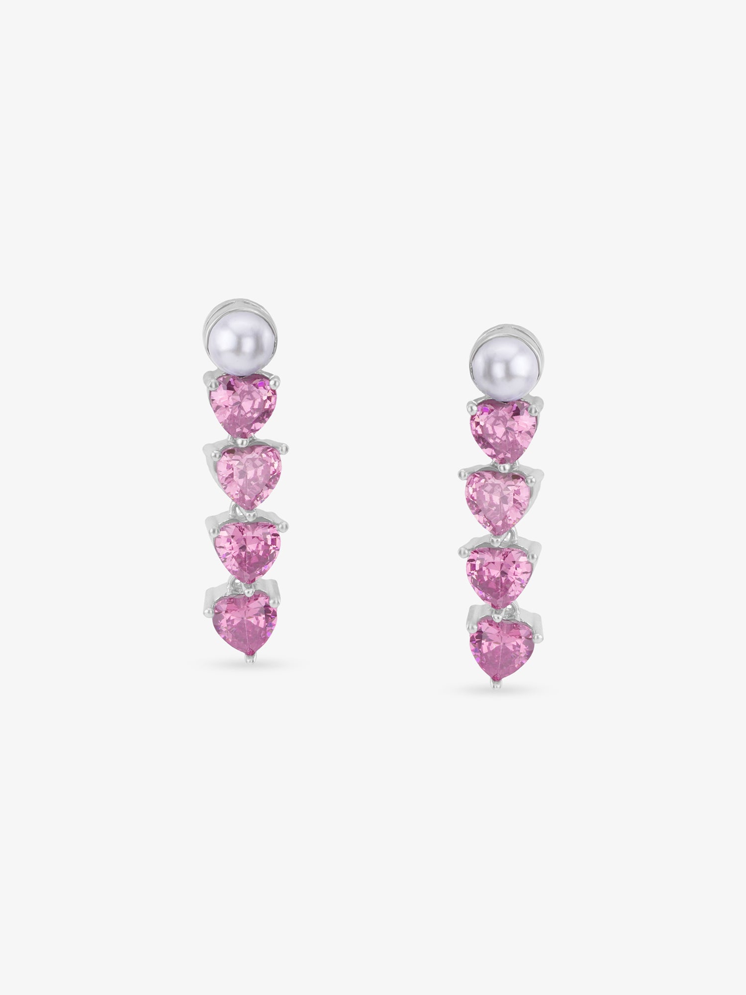 SIJA 925 Silver Heart Stone Drop Earrings elegant sterling silver jewellery accessory front view