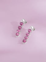 Detailed close up of SIJA 925 Silver Heart Stone Drop Earrings showing sparkling heart shaped stone and handcrafted silver finish