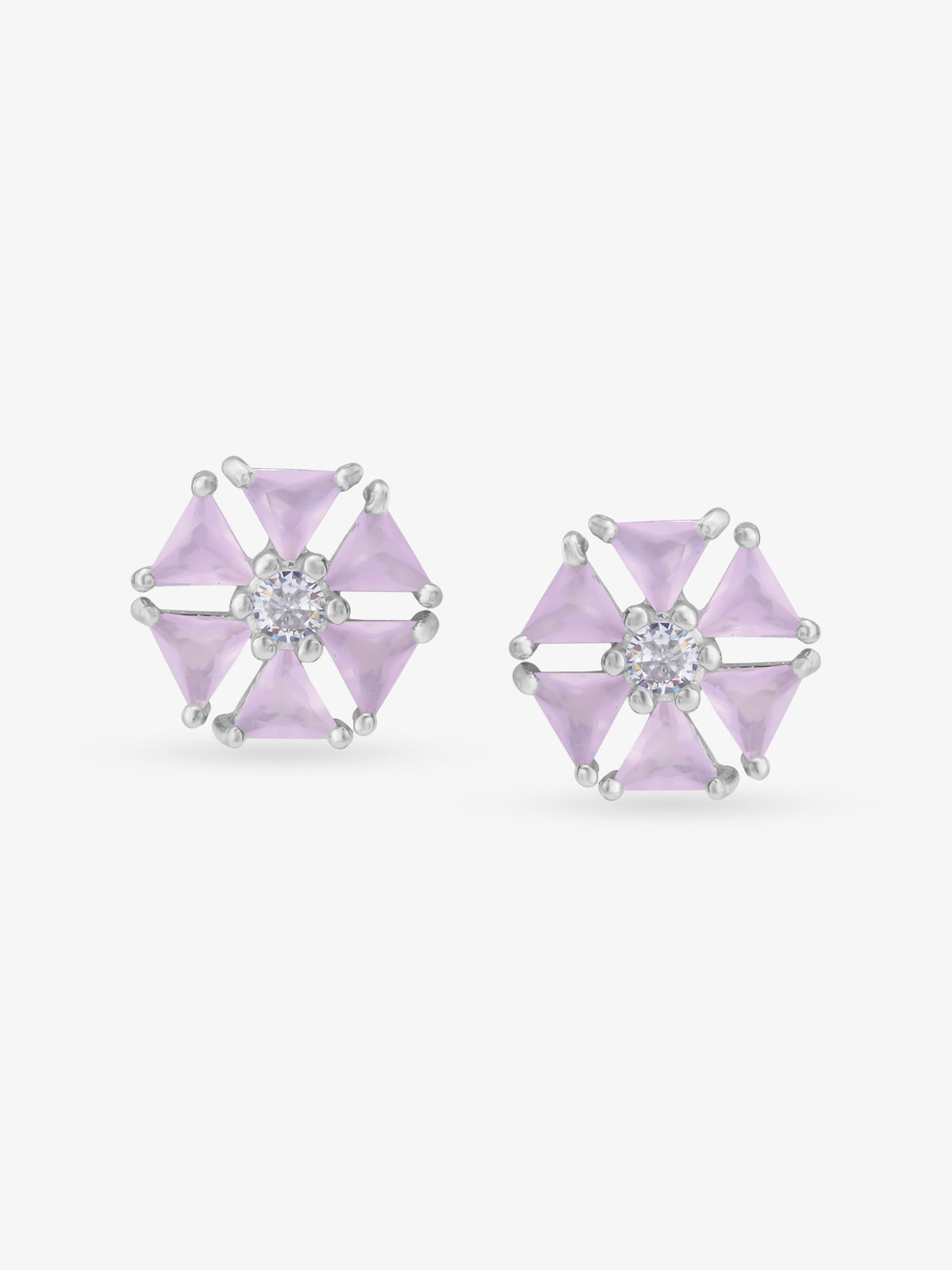SIJA 925 Silver Pink Hexa Glow Stud elegant sterling silver womens jewellery accessory front view