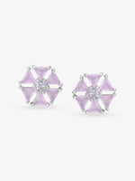 SIJA 925 Silver Pink Hexa Glow Stud elegant sterling silver womens jewellery accessory front view