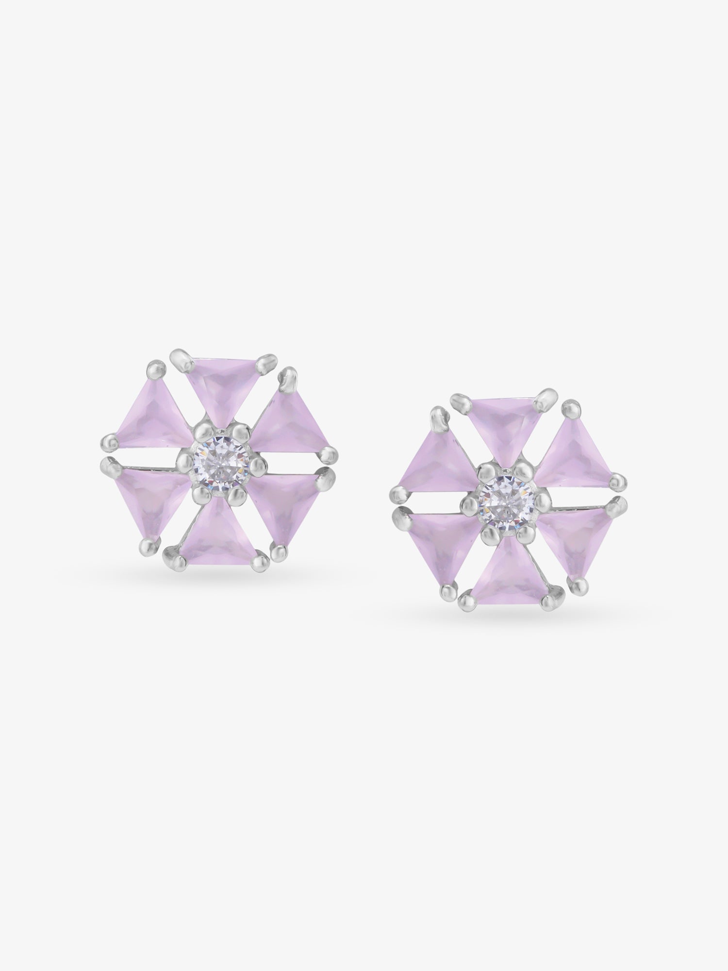 SIJA 925 Silver Pink Hexa Glow Stud elegant sterling silver womens jewellery accessory front view