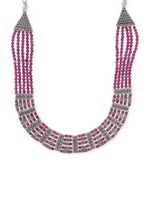 Detailed view of SIJA 925 silver Pink Karwar Necklace highlighting intricate sterling silver finish and ornamental craftsmanship