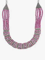 SIJA 925 Silver Pink Karwar Necklace sterling silver jewellery full front hero view festive accessory