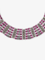 Close‑up of SIJA 925 silver Pink Karwar Necklace showing pink stone detailing and handcrafted sterling silver design