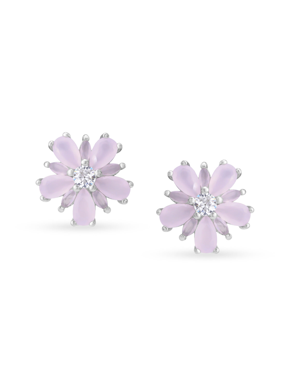 Detailed close up of SIJA Leaf Blossom Stud showing delicate leaf blossom motif and premium silver craftsmanship