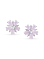 Detailed close up of SIJA Leaf Blossom Stud showing delicate leaf blossom motif and premium silver craftsmanship
