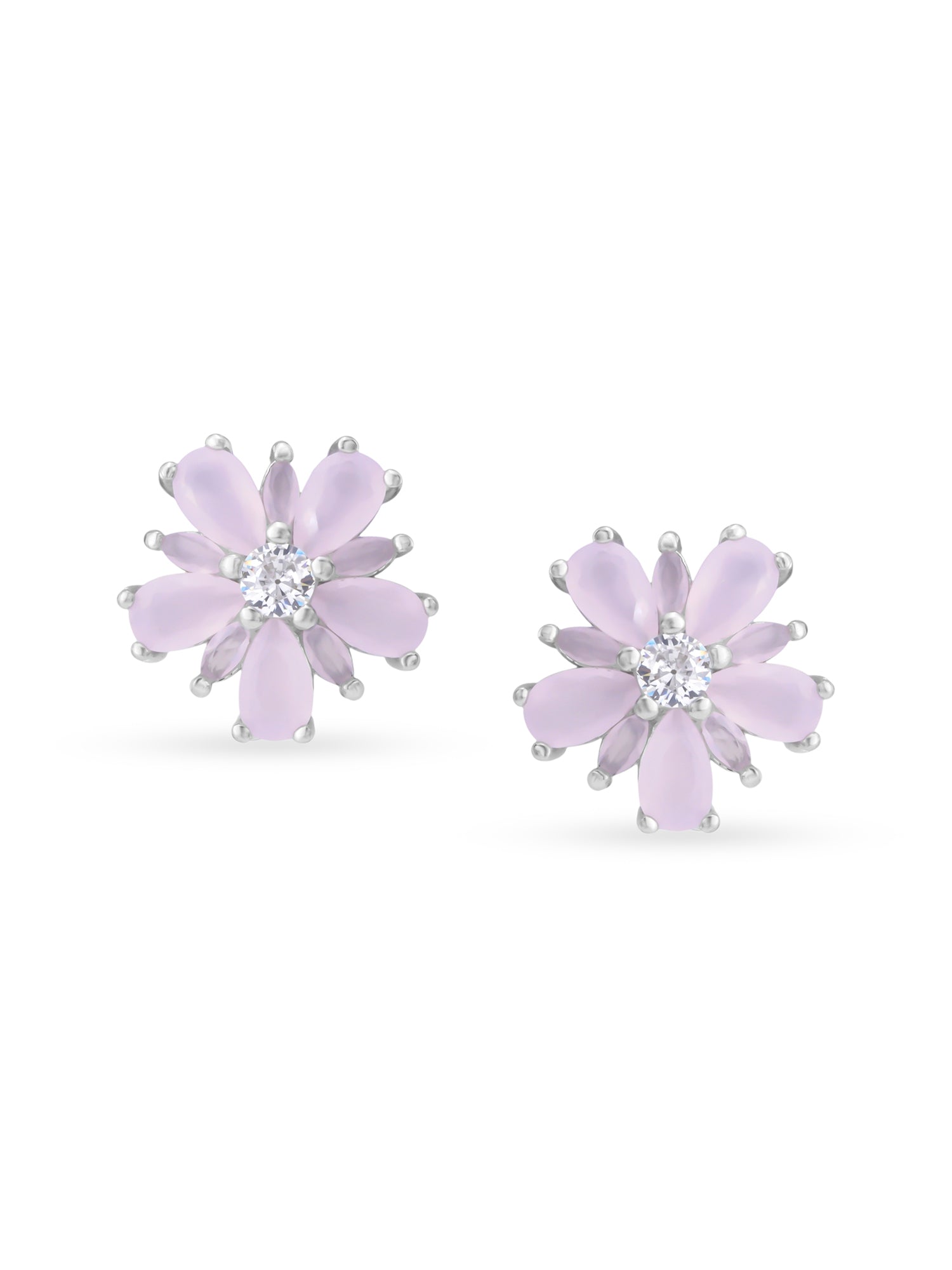 Detailed close up of SIJA Leaf Blossom Stud showing delicate leaf blossom motif and premium silver craftsmanship