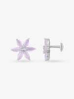 Side view of SIJA 925 Silver Leaf Stud highlighting sleek silver setting and leaf charm