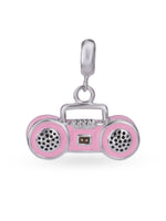 Hero shot SIJA 925 silver jewellery pink radio charm BIS hallmarked playful accessory perfect for birthdays festive wear and gifting