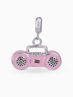 Close up SIJA 925 silver jewellery pink radio charm handcrafted premium design versatile accessory for everyday wear and special occasions