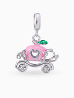 Close up SIJA 925 silver jewellery pink royal carriage charm handcrafted premium design versatile accessory for everyday wear and special occasions