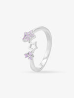 Side profile of SIJA 925 Silver Pink Stone Star Toe Ring highlighting durable sterling silver craftsmanship and celestial accents