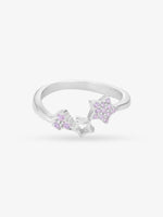 SIJA 925 Silver Pink Stone Star Toe Ring adjustable sterling silver band for comfortable fit