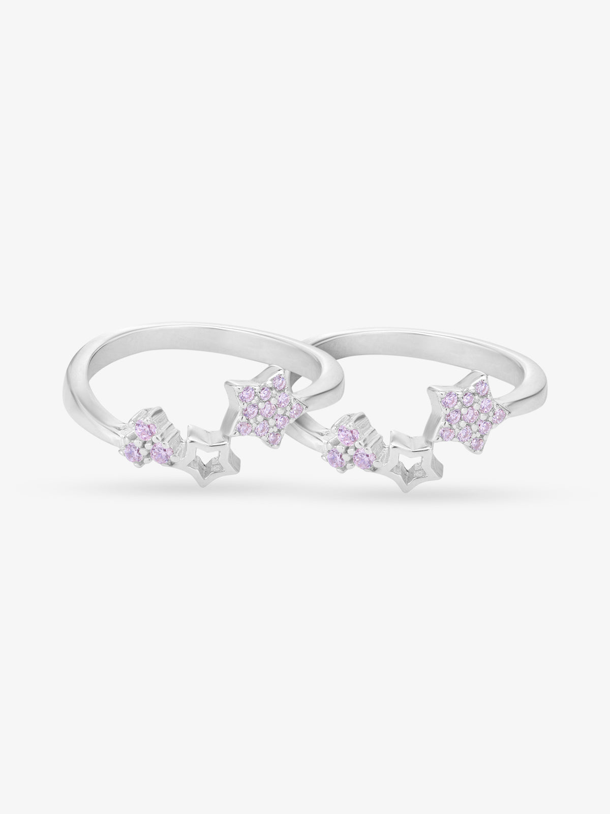 SIJA 925 Silver Pink Stone Star Toe Ring elegant sterling silver jewellery accessory front view