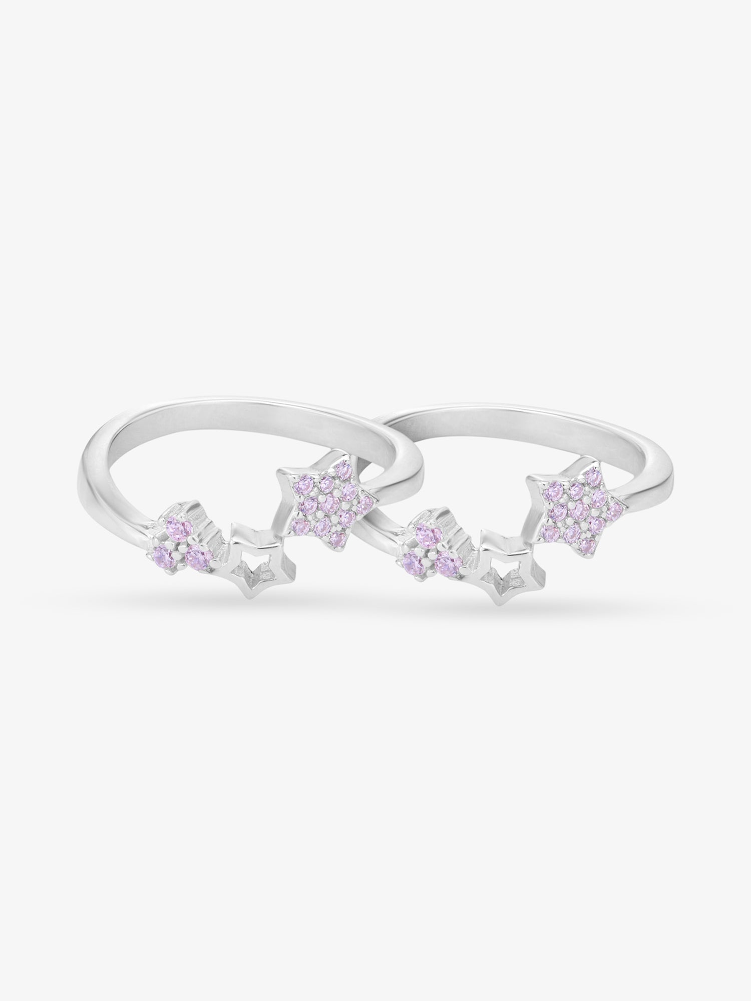 SIJA 925 Silver Pink Stone Star Toe Ring elegant sterling silver jewellery accessory front view