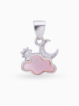 Hero shot SIJA 925 silver jewellery pink white cloud moon star pendant BIS hallmarked elegant timeless accessory perfect for weddings festive wear and gifting