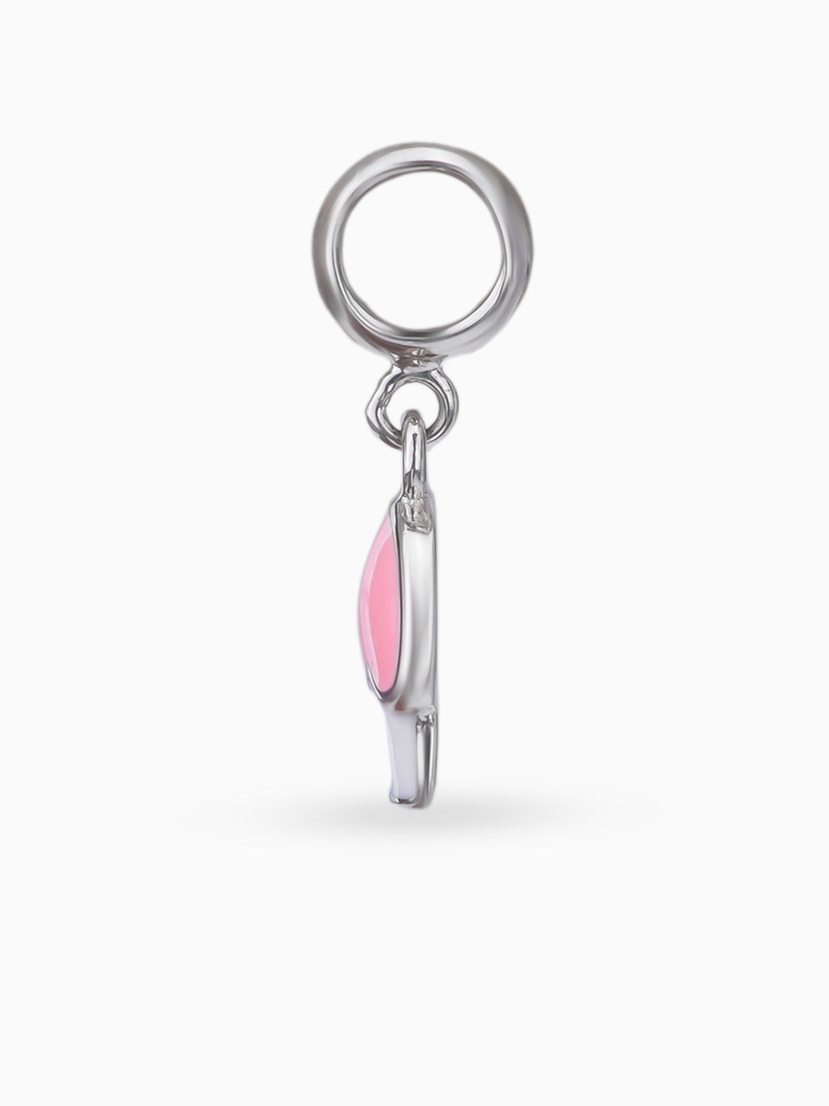Side view SIJA 925 silver jewellery pink white house charm stylish handcrafted accessory perfect for parties anniversaries and festive wear