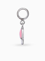 Side view SIJA 925 silver jewellery pink white house charm stylish handcrafted accessory perfect for parties anniversaries and festive wear