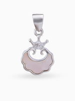 Hero shot SIJA 925 silver jewellery pink white lunar crown pendant BIS hallmarked elegant timeless accessory perfect for weddings festive wear and gifting