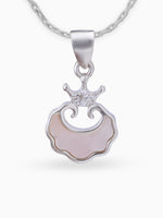 Close up SIJA 925 silver jewellery pink white lunar crown pendant handcrafted premium design versatile accessory for everyday wear and special occasions