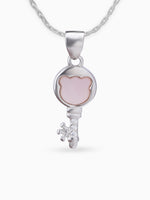 Close up SIJA 925 silver jewellery pink white memory key pendant handcrafted premium design versatile accessory for everyday wear and special occasions