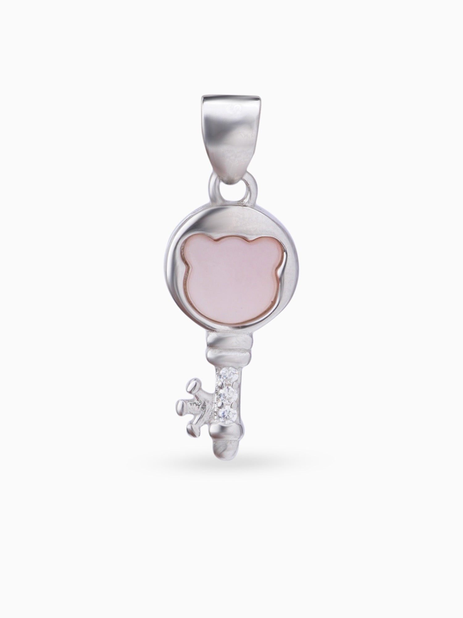 Hero shot SIJA 925 silver jewellery pink white memory key pendant BIS hallmarked elegant timeless accessory perfect for weddings festive wear and gifting