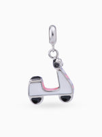 Close up SIJA 925 silver jewellery pink white scooty charm handcrafted premium design versatile accessory for everyday wear and special occasions